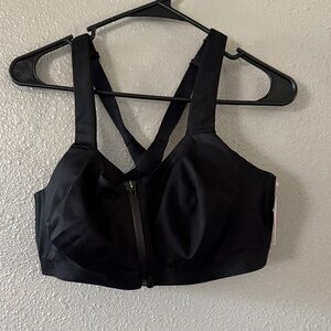 Victoria's Secret Black Front-Zip High Support Sports Bra 36DD